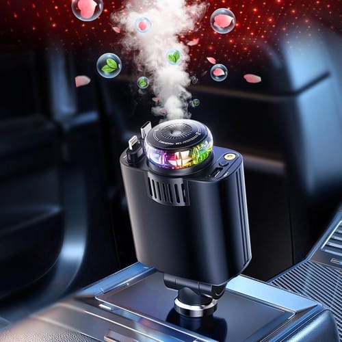 Chargeur Intelligent 5-en-1 : Parfume, Recharge et Illumine Votre Voiture